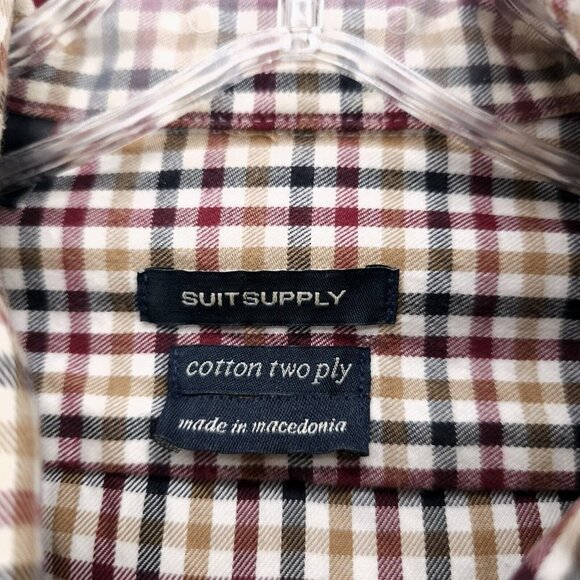 SUITSUPPLY Ford Washed Shirt Cotton Two Ply Check EXTRA SLIM FIT Size 43 - 17 - Picture 7 of 10